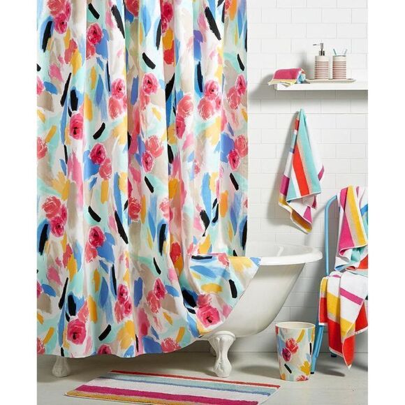 NWOT KATE SPADE Cotton Shower Curtain - Paintball Floral | eBay Kate Spade PaintBall Floral Shower Curtain